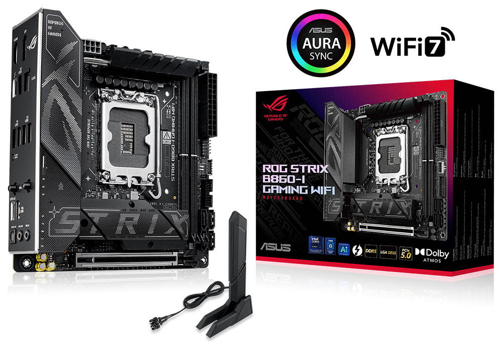 ASUS ROG Strix B860-I Gaming WiFi 9066MHz (OC) DDR5 Soket LGA1851 M.2 HDMI DP Thunderbolt Mini-ITX Anakart h1