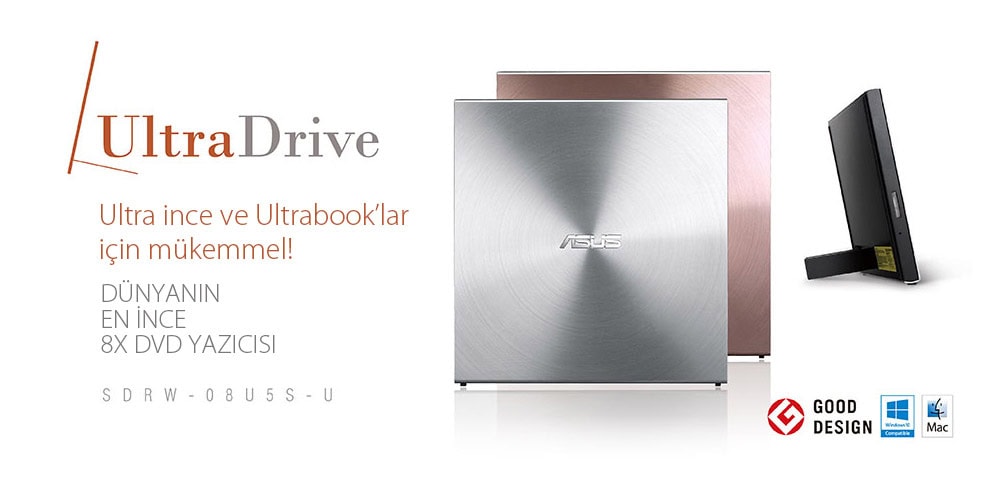 ASUS SDRW-08U5S-U Gümüş M-DISC Destekli Harici Ultra İnce DVD Yazıcı h2