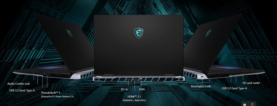 MSI TITAN 18 HX oyun laptopu, 18 inç 4K UHD+ ekran, 240Hz yenileme hızı, MiniLED ekran teknolojisi ve güçlü donanım özellikleriyle öne çıkıyor.