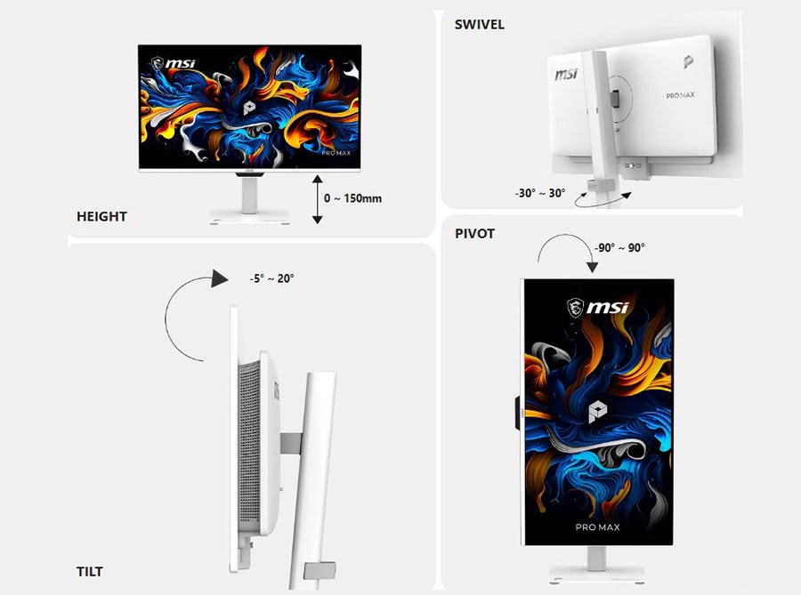 MSI PRO MAX 271UPXW12G 26.5 inç 120Hz 0.03ms 4K UHD Adaptive Sync QD-OLED Pivot Monitör h27