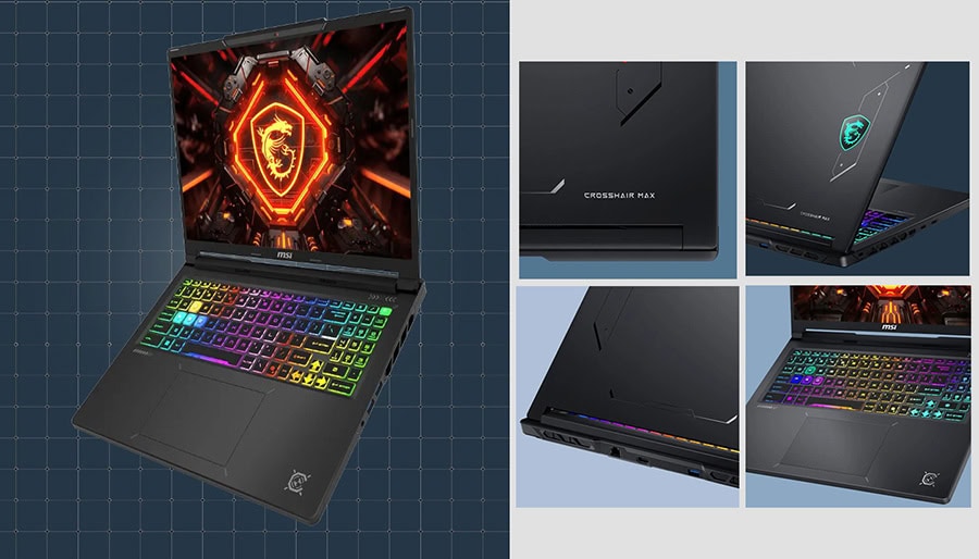 MSI CROSSHAIR 16 MAX HX oyun dizüstü bilgisayarı, RGB klavye ve yüksek performanslı ekranıyla dikkat çekiyor.
