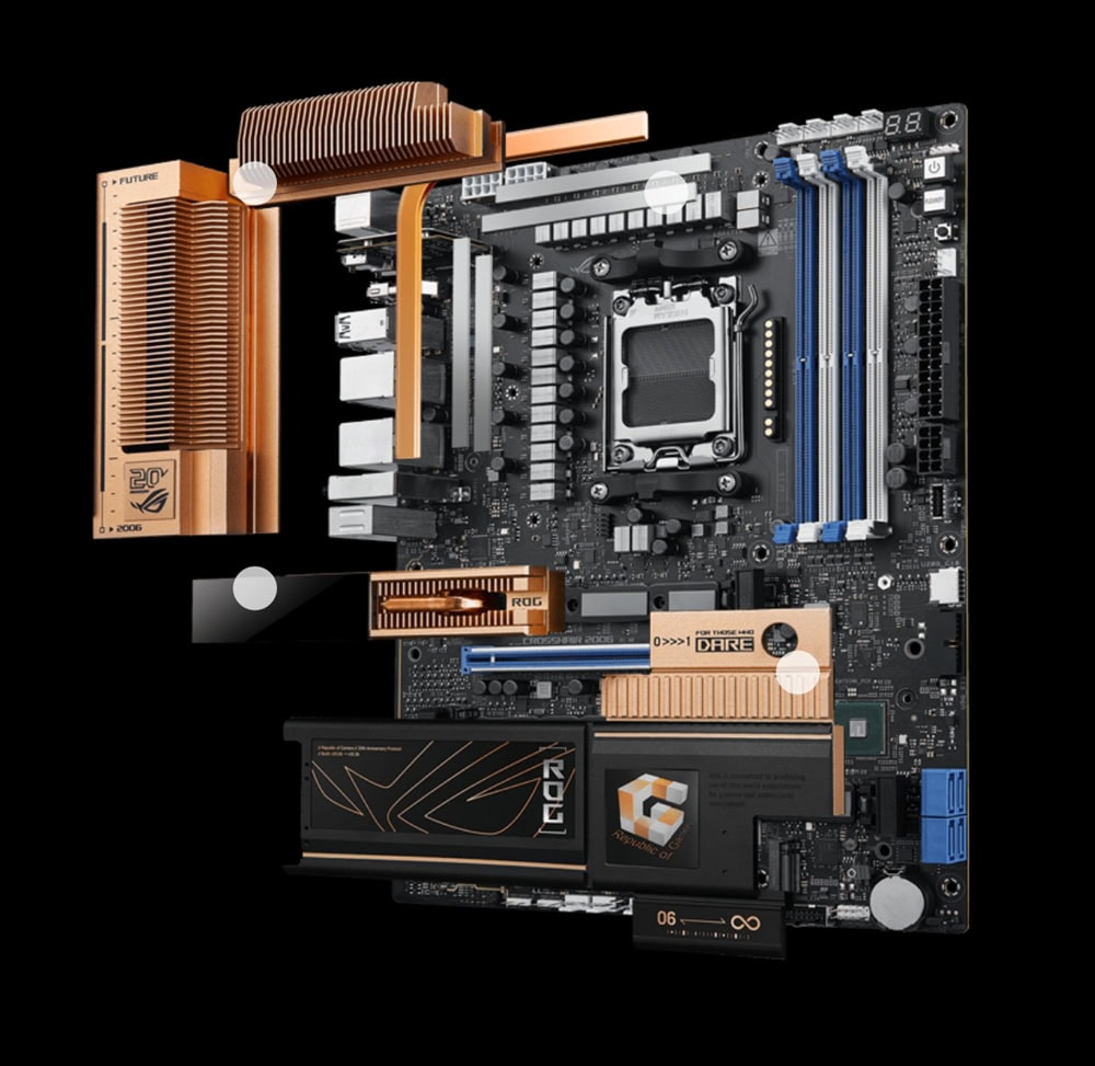 ASUS ROG CROSSHAIR 2006 9600MHz (OC) DDR5 Soket AM5 M.2 HDMI USB4 ATX Anakart h21