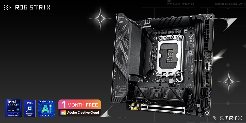 ASUS ROG Strix B860-I Gaming WiFi 9066MHz (OC) DDR5 Soket LGA1851 M.2 HDMI DP Thunderbolt Mini-ITX Anakart h2