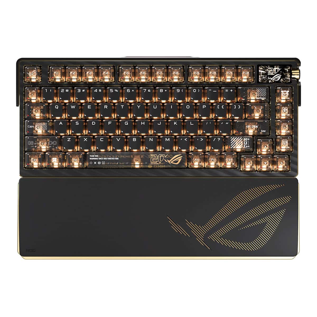 ASUS ROG Azoth Extreme Edition 20. Yıl NX Mekanik Switch RGB Kablosuz Türkçe Gaming Klavye, hotswap özellikli ve 8K Hz hızında performans sunan şık tasarım.