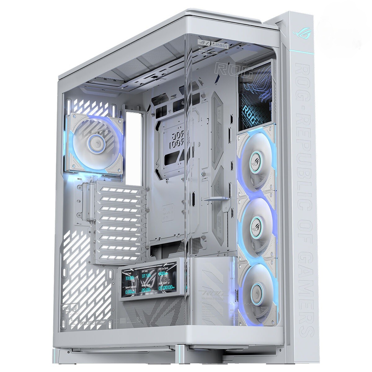 Asus Rog Cronox Gr801 White Edition Argb Panaromik Temperli Cam Lcd Ekranlı Full Tower E Atx Gaming Kasa 1