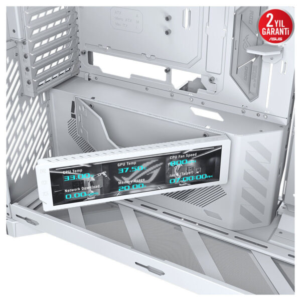 Asus Rog Cronox Gr801 White Edition Argb Panaromik Temperli Cam Lcd Ekranlı Full Tower E Atx Gaming Kasa 12