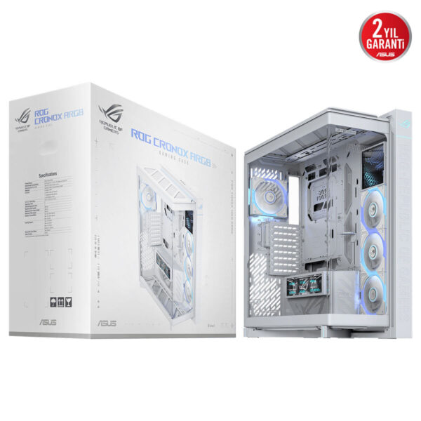 Asus Rog Cronox Gr801 White Edition Argb Panaromik Temperli Cam Lcd Ekranlı Full Tower E Atx Gaming Kasa 23
