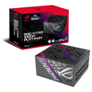 ASUS ROG Strix 1000W Platinum güç kaynağı, PCIe 5.1 ve ATX 3.1 uyumlu, tam modüler, yüksek performanslı bilgisayar güç kaynağı.