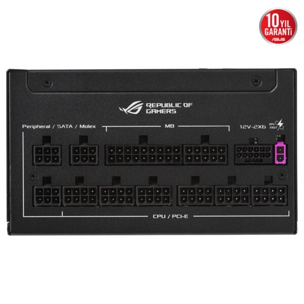 ASUS ROG Strix 1000W Platinum güç kaynağı, PCIe 5.1 ve modüler tasarımıyla yüksek performans ve güvenilirlik sağlar.
