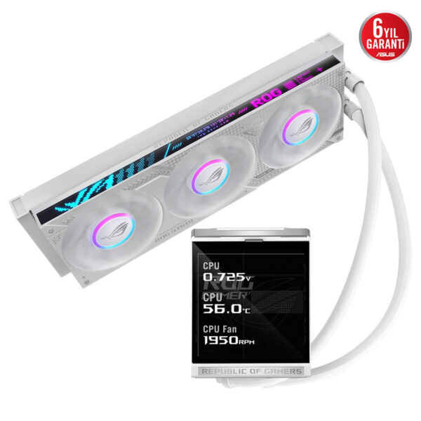 Asus Rog Strix Lc Iv 360 Argb Lcd 360mm Intel Amd Uyumlu Beyaz Sıvı Soğutucu 3