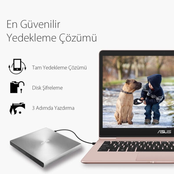 Asus Sdrw 08u5s U Gumus M Disc Destekli Harici Ultra Ince Dvd Yazici Fc9