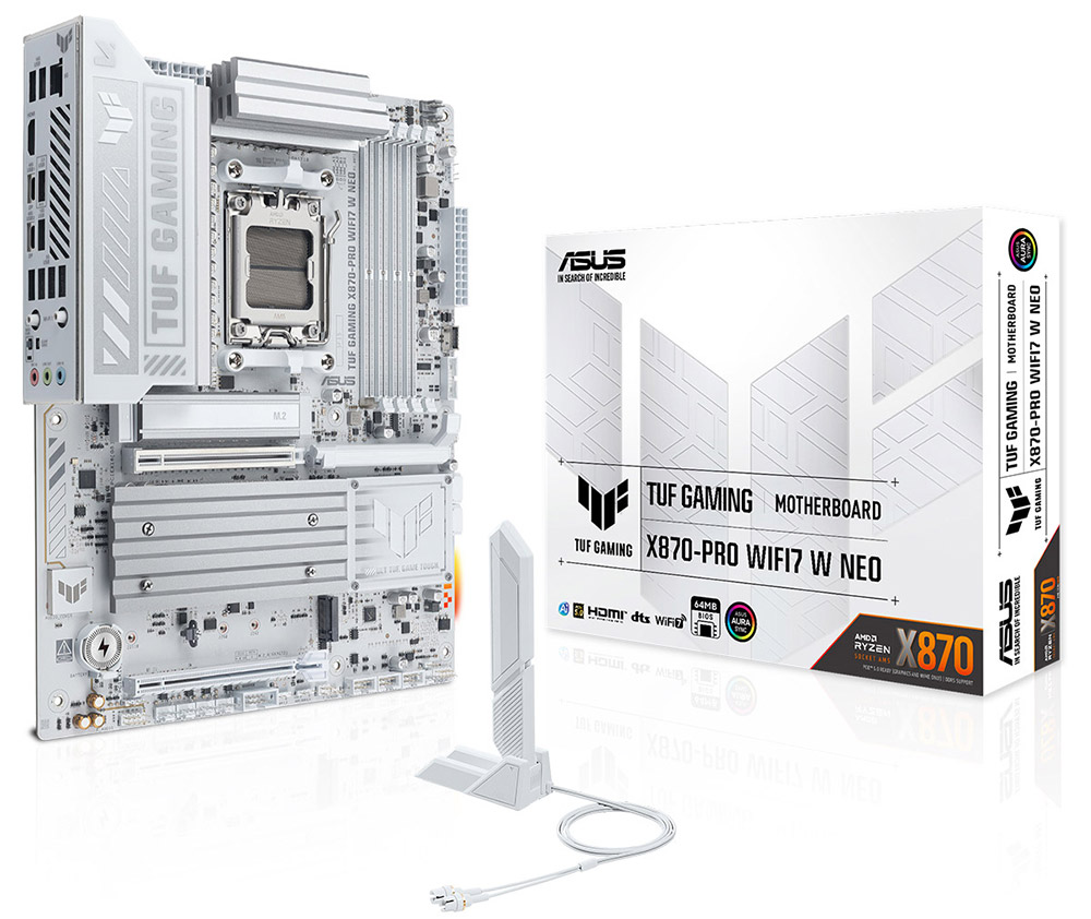 TUF GAMING X870-PRO WIFI7 W NEO ASUS TUF GAMING X870-PRO WIFI7 W NEO 9600MHz (OC) DDR5 Soket AM5 M.2 HDMI USB4 ATX Anakart h1
