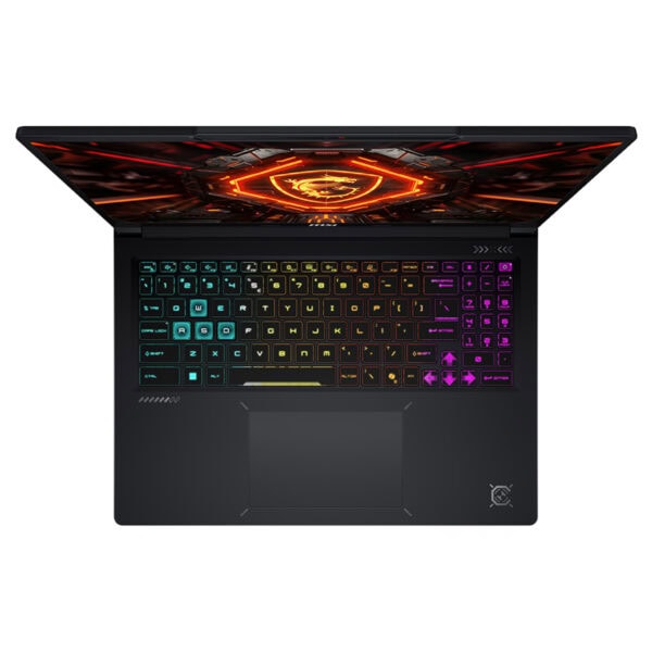 MSI CROSSHAIR 16 HX oyun dizüstü bilgisayarı, RGB aydınlatmalı klavye ve 16 inç 2K QHD+ ekran ile yüksek performanslı oyun deneyimi sunar.