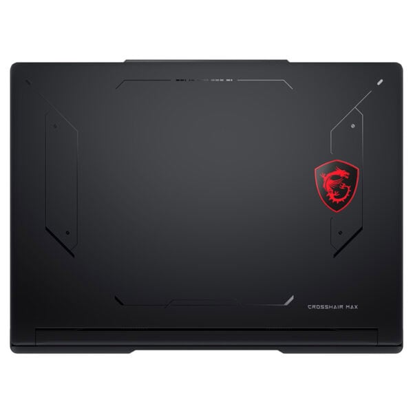 MSI Crosshair 16 Max HX oyun dizüstü bilgisayarı, kapak görünümü, güçlü tasarım ve logo detaylarıyla dikkat çekiyor.