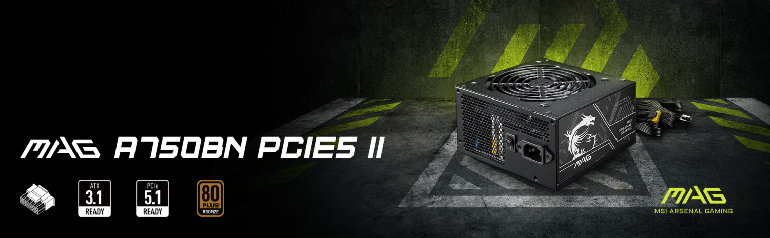 MSI MAG A750BN PCIE5 II 750W 80+ Bronze PCIe 5.1 ATX 3.1 Güç Kaynağı
