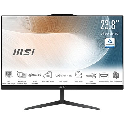 MSI Modern AM242 23.8 inç Full HD All In One monitör, şık tasarım ve yüksek çözünürlük ile ofis ve ev kullanımı için ideal.