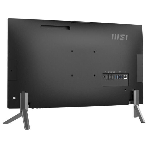 MSI Modern AM273Q AI 1UM-421EU all-in-one bilgisayarın arka görünümü, bağlantı portları ve tasarımı.