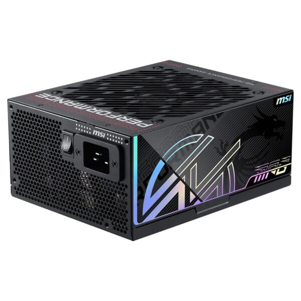 MSI MPG Ai1300TS PCIe 5.1 güç kaynağı, yüksek verimlilik ve dayanıklılık sağlayan tam modüler tasarım ile dikkat çekiyor.