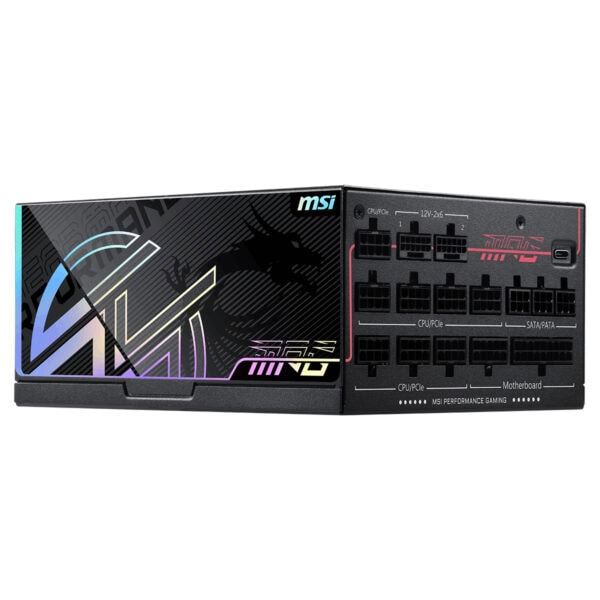 MSI anakart ve güç kaynağı paneli, yüksek performans ve dayanıklılık sağlayan detaylı tasarımıyla dikkat çekiyor.