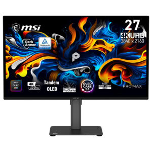 MSI PRO MAX 271UPX12G 26.5 inç 4K UHD, 120Hz, OLED, Adaptive Sync, Pivot, Blue Light Pro monitör.