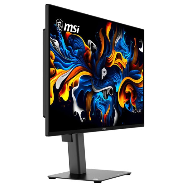 MSI PRO MAX 271UPX12G 26.5 inç 120Hz 4K UHD QD-OLED Pivot Monitör, şık ve modern tasarım, yüksek çözünürlük ve hızlı yenileme hızıyla oyun ve profesyonel kullanım için ideal.