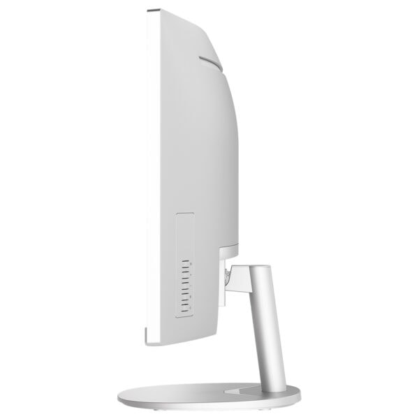 Beyaz renkli MSI PRO MP341CQW E12 34 inç 120Hz UWQHD kavisli monitör, ergonomik ayak ve ince çerçeve tasarımıyla modern görünüm.