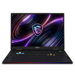 MSI Raider 18 MAX HX oyun dizüstü bilgisayarı, 18 inç ekran ve RGB klavye ile yüksek performanslı oyun deneyimi sunar.