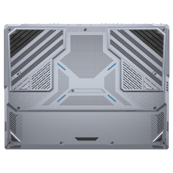 MSI TITAN 18 HX dizüstü bilgisayarın arka paneli, soğutma ve tasarım detaylarıyla yüksek performans vurgusu yapıyor.