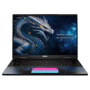 MSI TITAN 18 HX Dragon Edition gaming laptop, 18 inç 4K UHD+ ekran, RGB klavye, güçlü donanım özellikleriyle dikkat çekiyor.