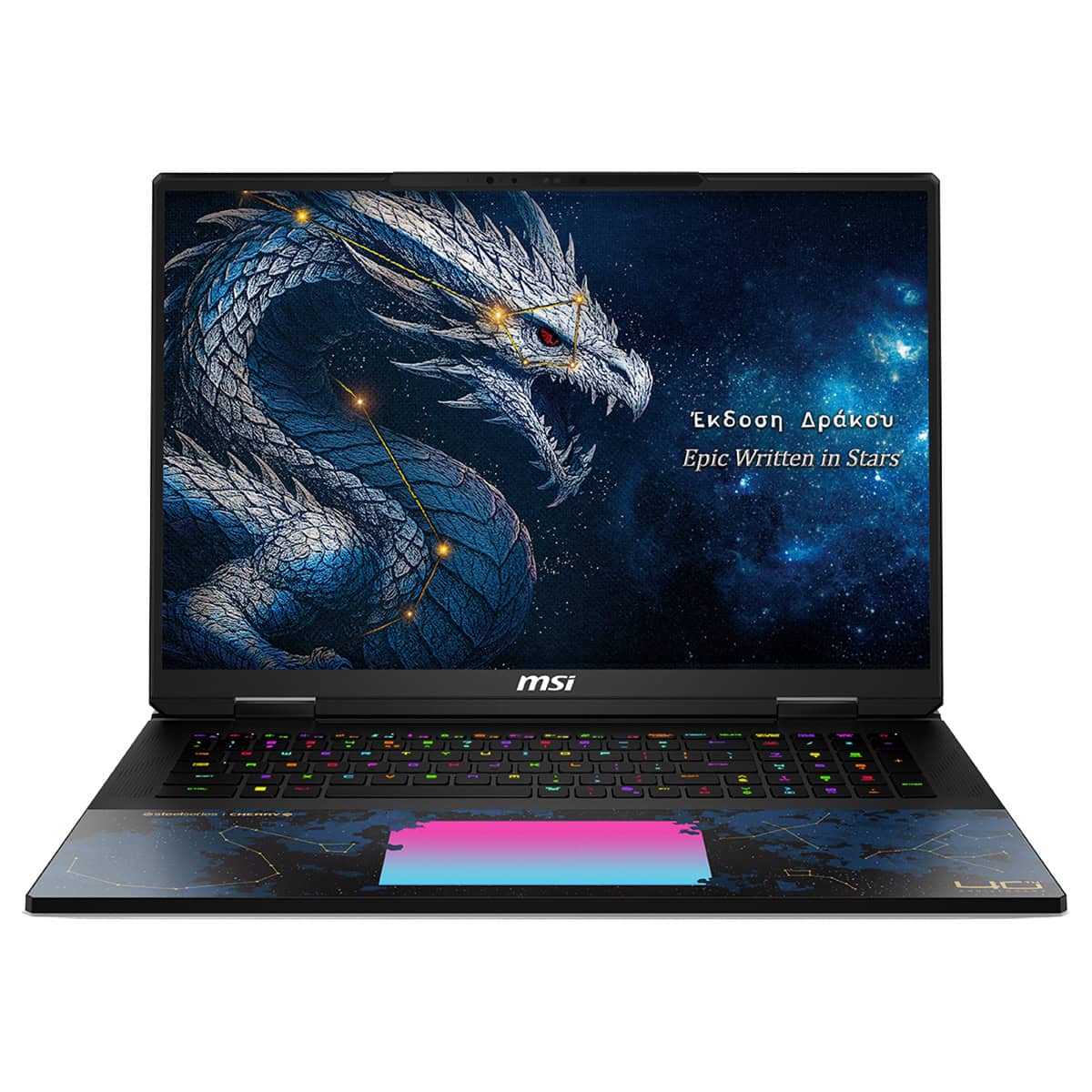 MSI TITAN 18 HX Dragon Edition gaming laptop, 18 inç 4K UHD+ ekran, RGB klavye, güçlü donanım özellikleriyle dikkat çekiyor.