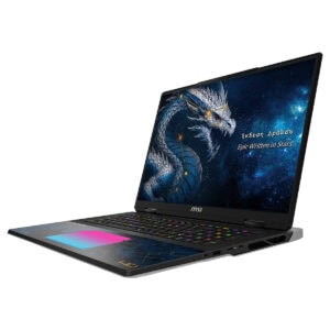 MSI TITAN 18 HX Dragon Edition gaming laptop, 18 inç 4K UHD+ ekran, RGB klavye, güçlü donanım özellikleriyle dikkat çekiyor.