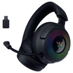 Razer Kraken V4 RGB PS5 uyumlu kablosuz gaming kulaklık, renkli RGB aydınlatma ve konforlu tasarım ile yüksek ses kalitesi sunar.