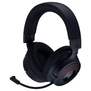 Razer Kraken V4 RGB PS5 uyumlu kablosuz gaming kulaklık, rahat tasarım ve yüksek ses kalitesi ile öne çıkıyor.