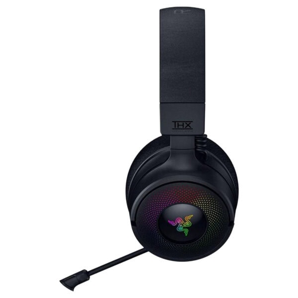 Razer Kraken V4 RGB PS5 uyumlu kablosuz gaming kulaklık, RGB aydınlatma ve yüksek ses kalitesi ile dikkat çekiyor.