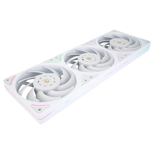 Beyaz renkli ve ARGB aydınlatmalı 360mm kasa fanı, yüksek performans ve şık tasarım ile bilgisayar kasası soğutmasını artırır.
