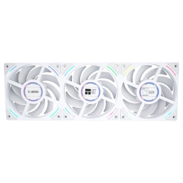 Beyaz renkli ve ARGB aydınlatmalı 360mm kasa fanı, yüksek performans ve şık tasarım ile bilgisayar kasası soğutmasını sağlar.