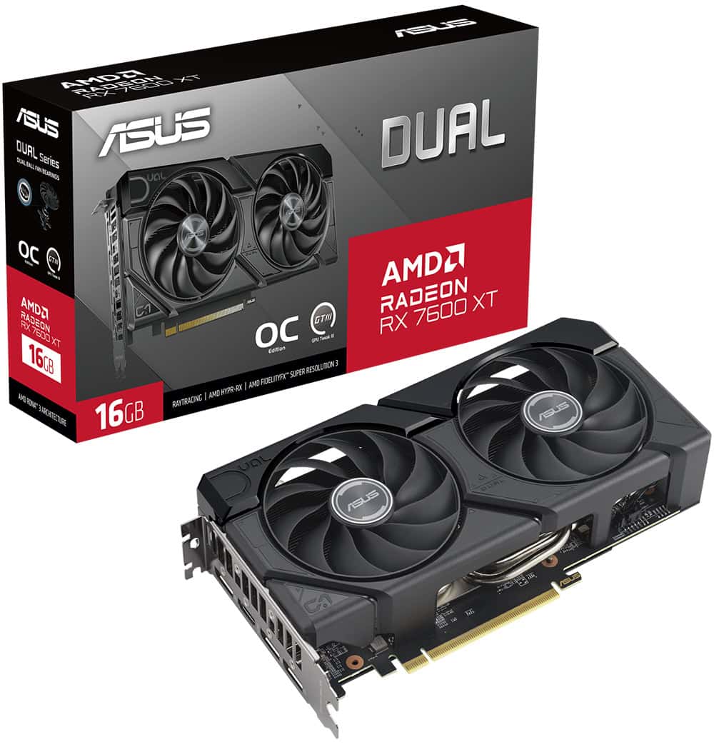 ASUS Dual Radeon™ RX 7600 XT OC Edition 16GB GDDR6 ASUS DUAL Radeon RX 7600 XT OC 16GB Ekran Kartı yh3