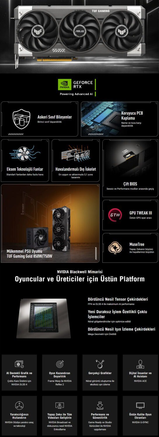 ASUS TUF Gaming GeForce RTX™ 5060 8GB GDDR7 OC Edition ASUS TUF Gaming GeForce RTX 5060 OC 8GB GDDR7 128 Bit DLSS 4 Ekran Kartı h2