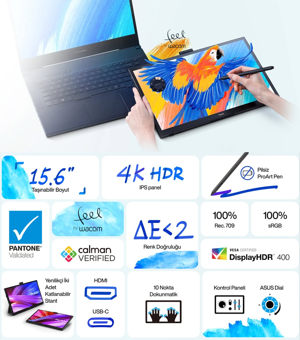 ProArt Display PA169CDV ASUS ProArt PA169CDV 15.6 inç 60Hz 4K UHD IPS Taşınabilir Dokunmatik Monitör h2