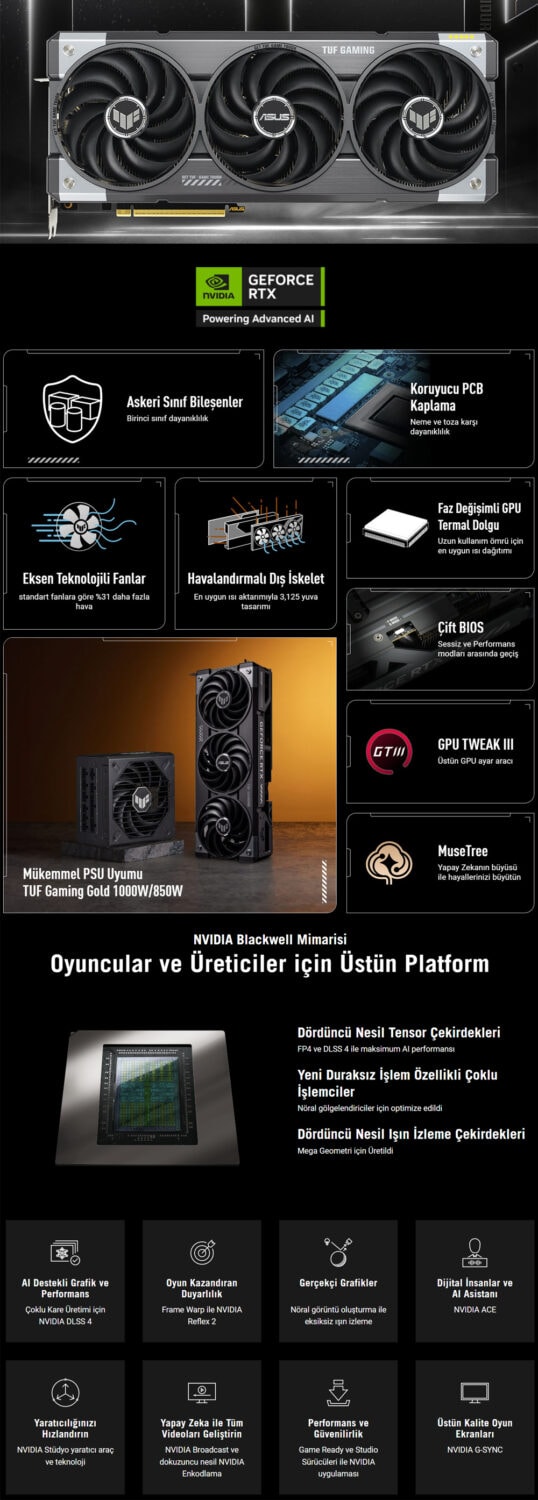 ASUS TUF Gaming GeForce RTX™ 5070 12GB GDDR7 OC Edition ASUS TUF Gaming GeForce RTX 5070 OC 12GB GDDR7 192 Bit DLSS 4 Ekran Kartı h2
