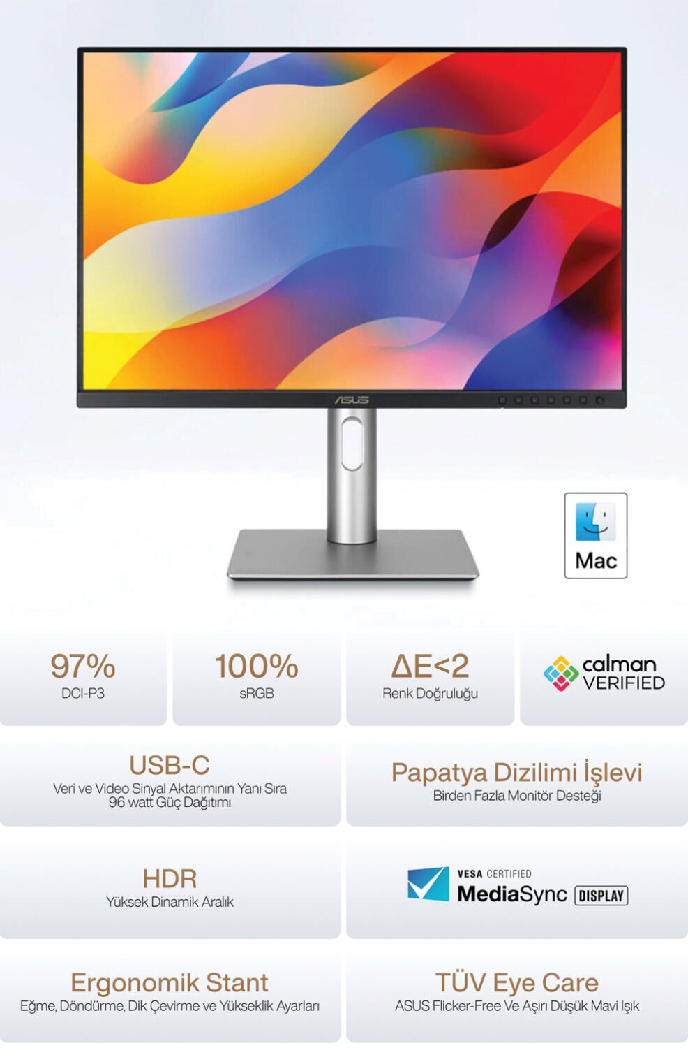 ProArt Display PA248CRV ASUS ProArt PA248CRV 24.1 inç 75Hz 5ms WUXGA Adaptive Sync IPS Pivot Monitör h2