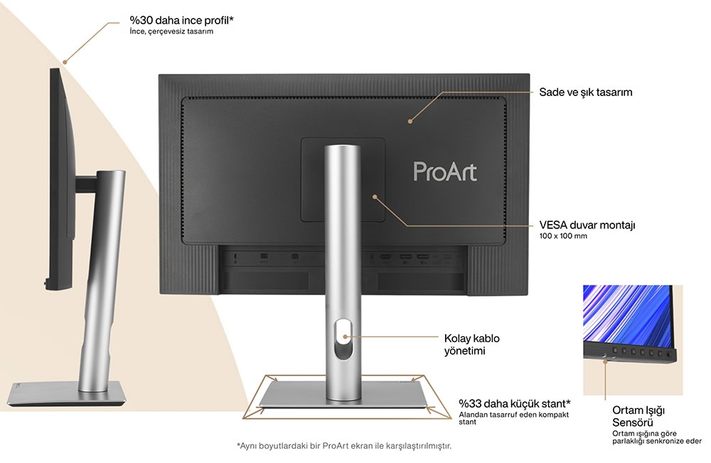ProArt Display PA24ACRV ASUS ProArt PA24ACRV 23.8 inç 75Hz 5ms 2K QHD Adaptive Sync IPS Pivot Monitör h6
