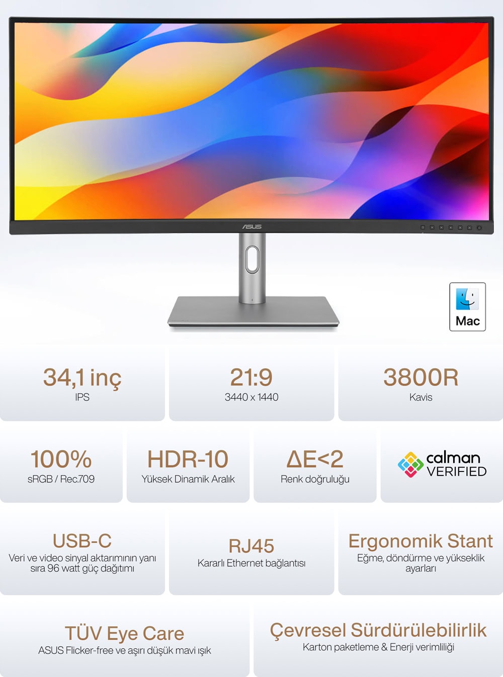 ProArt Display PA34VCNV ASUS ProArt PA34VCNV 34.1 inç 60Hz 5ms Adaptive Sync IPS Monitör h2