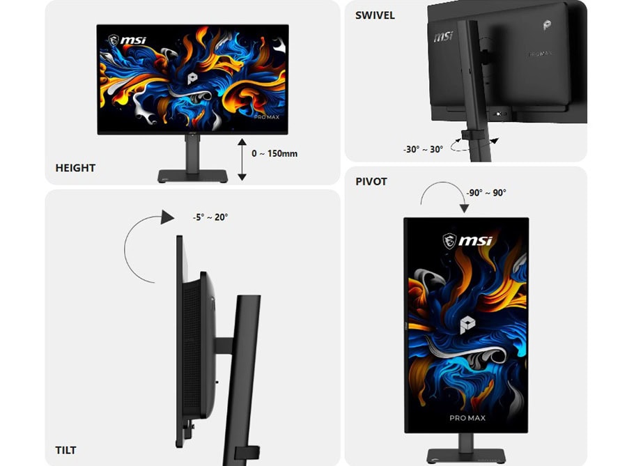 MSI PRO MAX 271UPX12G 26.5 inç 120Hz 0.03ms 4K UHD Adaptive Sync QD-OLED Pivot Monitör h25