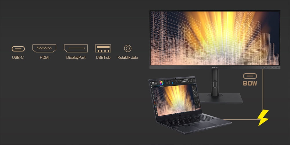 ProArt Display PA348CGV ASUS ProArt PA348CGV 34 inç 120Hz 2ms QHD FreeSync IPS Monitör h9