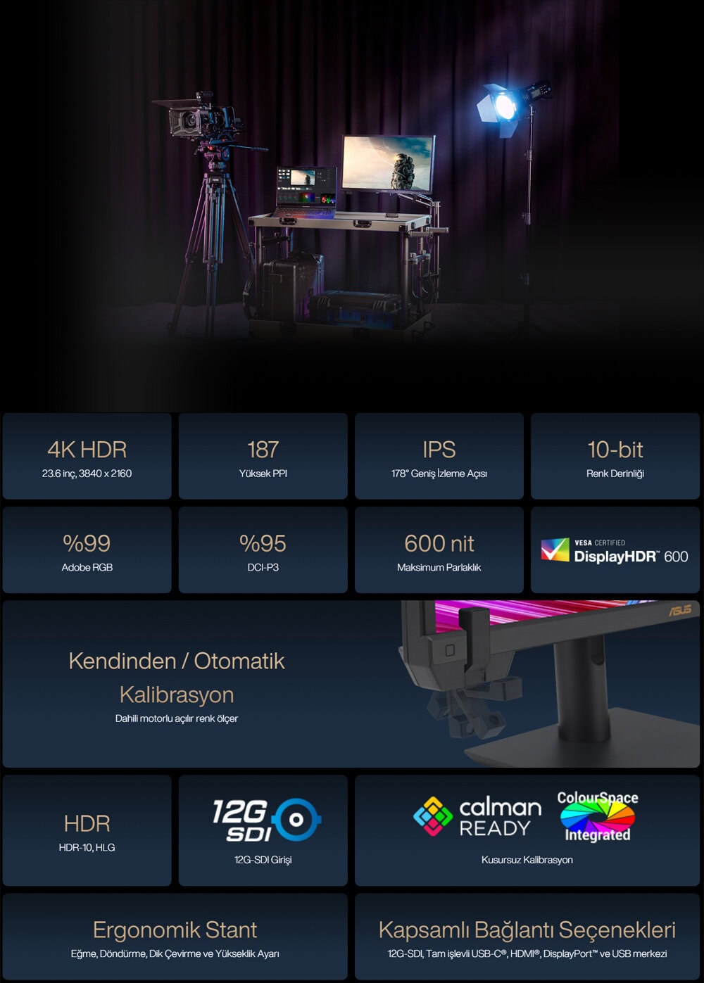 ProArt Display PA24US ASUS ProArt PA24US 23.6 inç 60Hz 5ms 4K UHD Adaptive Sync IPS Pivot Monitör h2