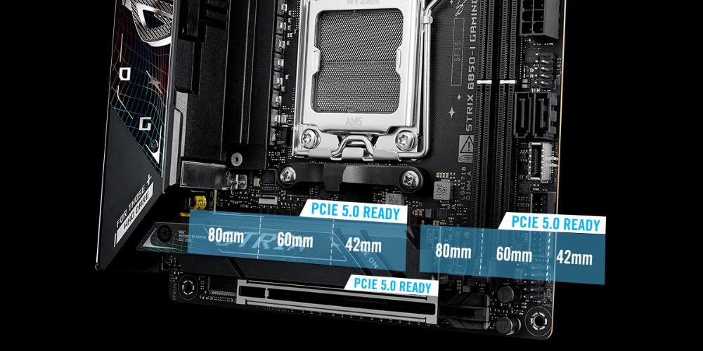 ASUS ROG Strix B850-I Gaming WiFi 8400MHz (OC) DDR5 Soket AM5 M.2 HDMI DP Mini-ITX Anakart h9