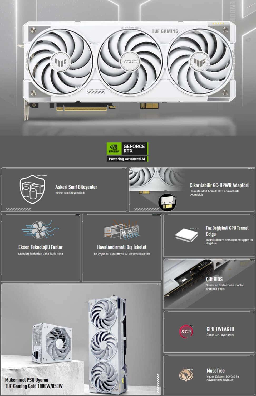 ASUS TUF Gaming GeForce RTX™ 5070 Ti 16GB GDDR7 BTF White OC Edition ASUS TUF Gaming GeForce RTX 5070 Ti 16GB GDDR7 BTF White OC Edition 256 Bit DLSS 4 Ekran Kartı h2