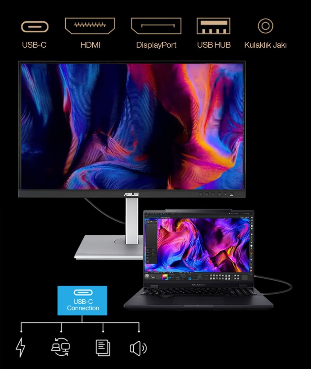 ASUS ProArt PA278CGV 27 inç 144Hz 5ms 2K QHD FreeSync IPS Pivot Monitör h13