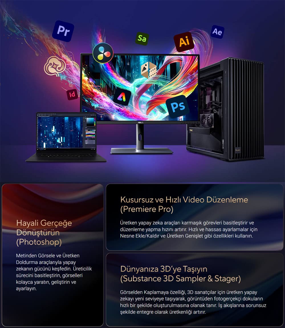 ProArt Display PA27UCGE ASUS ProArt PA27UCGE 27 inç 160Hz 1ms 4K UHD Adaptive Sync IPS Pivot Monitör h8
